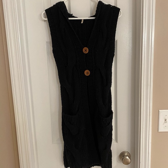 Free People Sweaters - Free People Cable Knit Tunic Sweater Vest with Hood | small